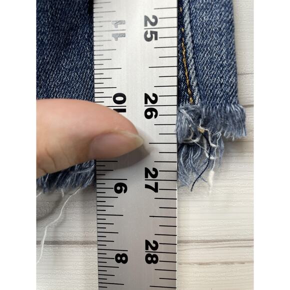 Levis 711 Skinny Jeans Womens 28 Blue Distressed Ripped Raw Hem Stretch Denim - Picture 6 of 15